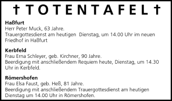 Anzeige von Totentafel vom 31.05.2005 von MGO