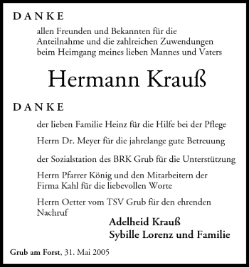 Anzeige von Hermann Krauß von MGO