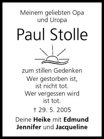 Anzeige von Paul Stolle von MGO