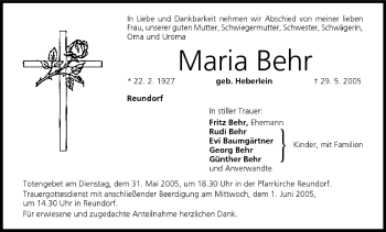 Anzeige von Maria Behr von MGO