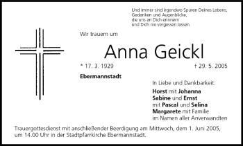 Anzeige von Anna Geickl von MGO