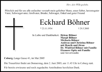 Anzeige von Eckhard Böhner von MGO