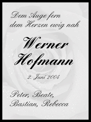 Anzeige von Werner Hofmann von MGO