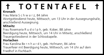 Anzeige von Totentafel vom 01.06.2005 von MGO