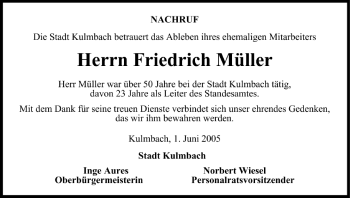 Anzeige von Friedrich Müller von MGO