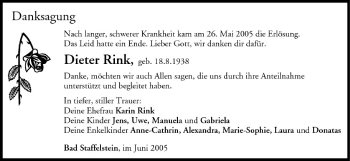 Anzeige von Dieter Rink von MGO