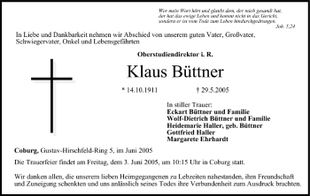 Anzeige von Klaus Büttner von MGO
