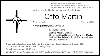 Anzeige von Otto Martin von MGO
