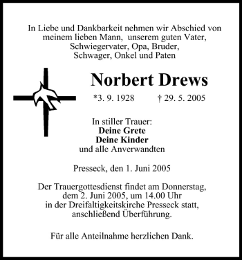 Anzeige von Norbert Drews von MGO