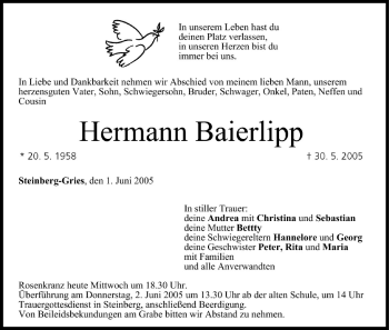 Anzeige von Hermann Baierlipp von MGO