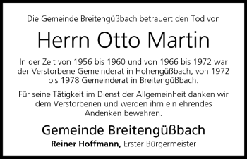Anzeige von Otto Martin von MGO