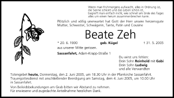 Anzeige von Beate Zeh von MGO