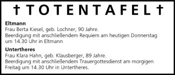 Anzeige von Totentafel vom 02.06.2005 von MGO