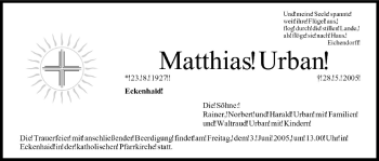 Anzeige von Matthias Urban von MGO