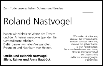Anzeige von Roland Nastvogel von MGO