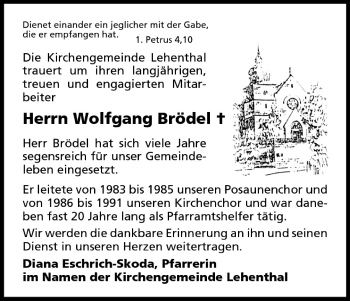 Anzeige von Wolfgang Brödel von MGO