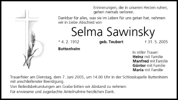 Anzeige von Selma Sawinsky von MGO