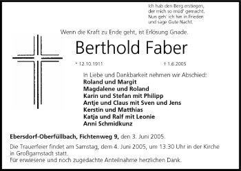 Anzeige von Berthold Faber von MGO