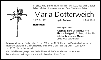 Anzeige von Maria Dotterweich von MGO