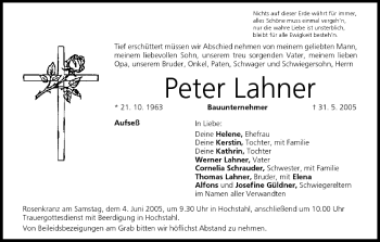 Anzeige von Peter Lahner von MGO