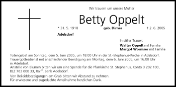 Anzeige von Betty Oppelt von MGO