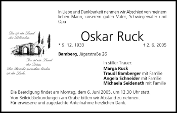 Anzeige von Oskar Ruck von MGO