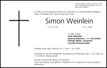 Anzeige von Simon Weinlein von MGO
