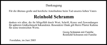 Anzeige von Reinhold Schramm von MGO