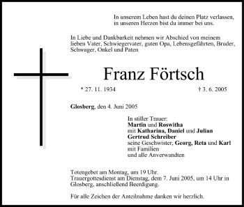 Anzeige von Franz Förtsch von MGO