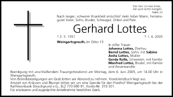 Anzeige von Gerhard Lottes von MGO