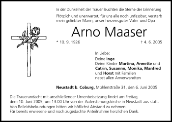 Anzeige von Arno Maaser von MGO
