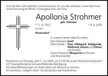 Anzeige von Apollonia Strohmer von MGO