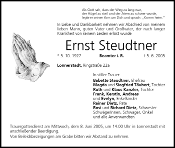 Anzeige von Ernst Steudtner von MGO