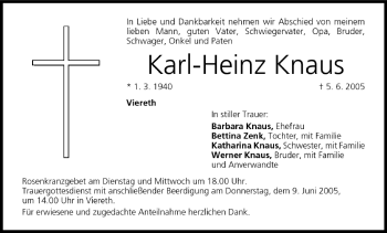 Anzeige von Karl-Heinz Knaus von MGO