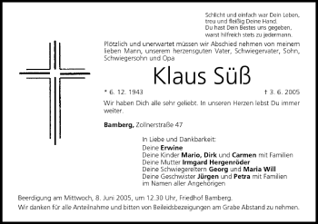 Anzeige von Klaus Süß von MGO