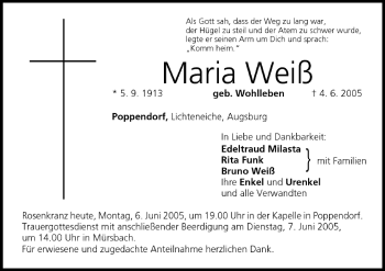 Anzeige von Maria Weiß von MGO