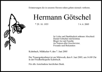 Anzeige von Hermann Götschel von MGO
