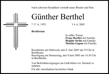 Anzeige von Günther Berthel von MGO