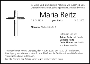 Anzeige von Maria Reitz von MGO