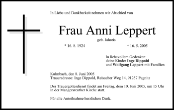 Anzeige von Anni Leppert von MGO