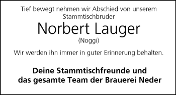 Anzeige von Norbert Lauger von MGO