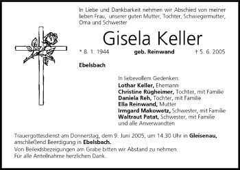 Anzeige von Gisela Keller von MGO