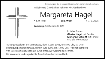 Anzeige von Margareta Hagel von MGO