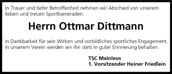 Anzeige von Ottmar Dittrnann von MGO