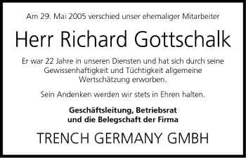 Anzeige von Richard Gottschalk von MGO