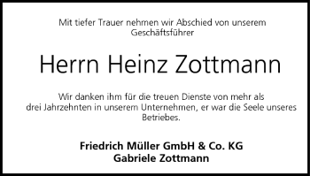 Anzeige von Heinz Zottmann von MGO