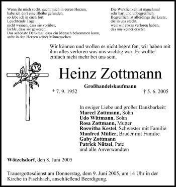 Anzeige von Heinz Zottmann von MGO