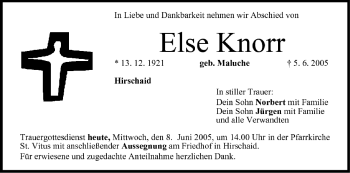 Anzeige von Else Knorr von MGO