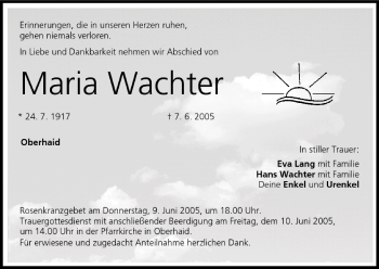 Anzeige von Maria Wachter von MGO