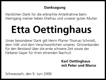 Anzeige von Etta Oettinghaus von MGO